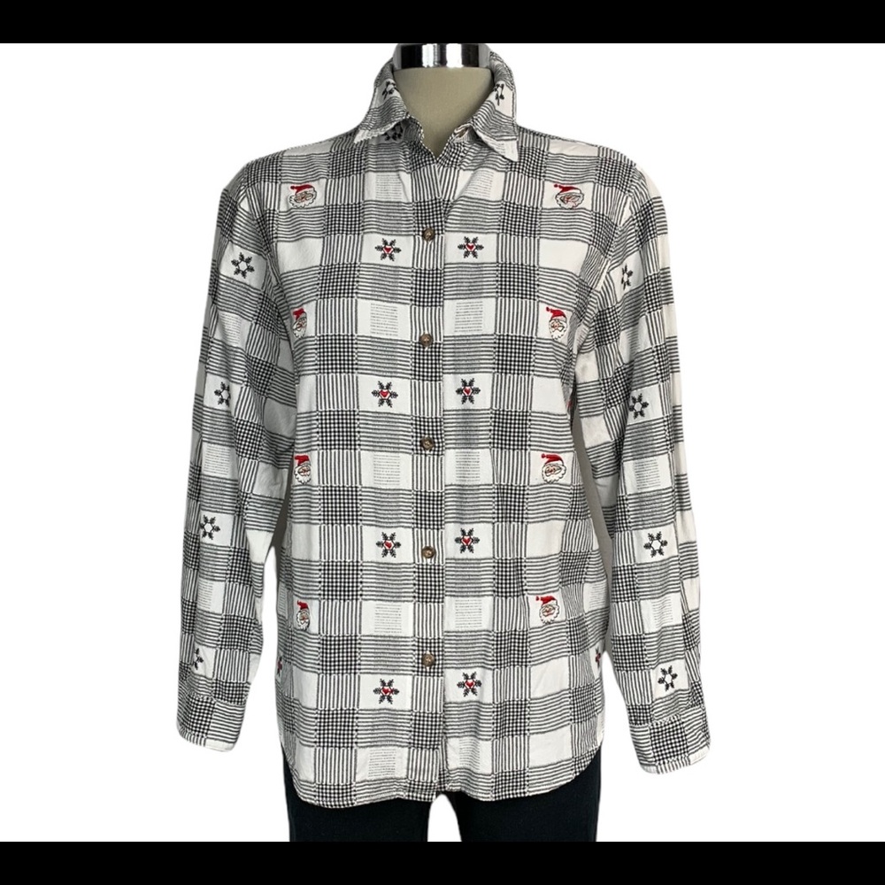 Casey & Max white plaid multicolor Embroidered